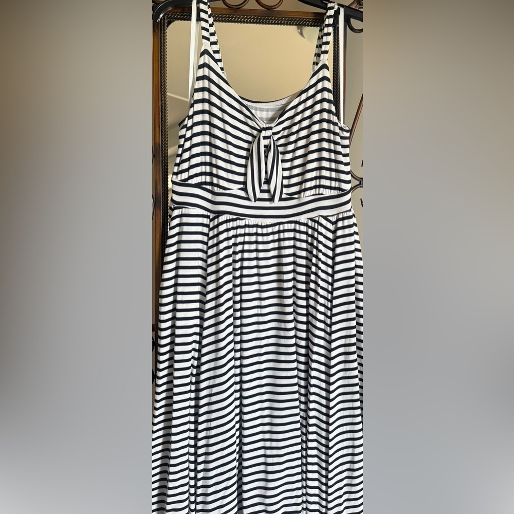 Black & White Stripe Tie-Front Sundress